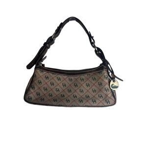 Dooney & Bourke Monogram Jacquard Baguette Bag Red Black Tan Y2K Shoulder Bag
